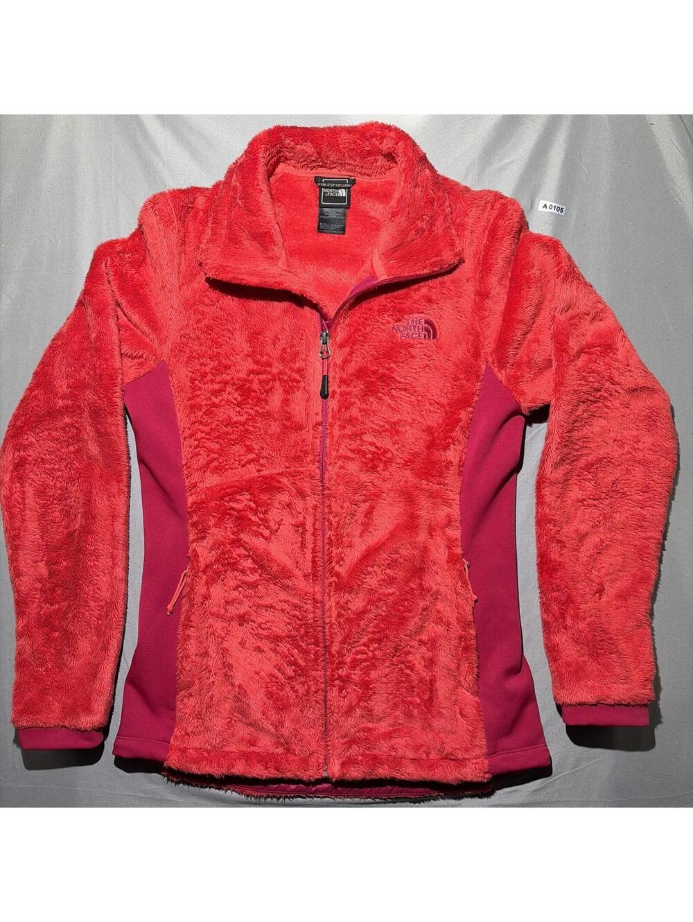 North Face Sherpa Fleece Jacket Full Zip With Zip Pockets Women’s Small Red EUC!